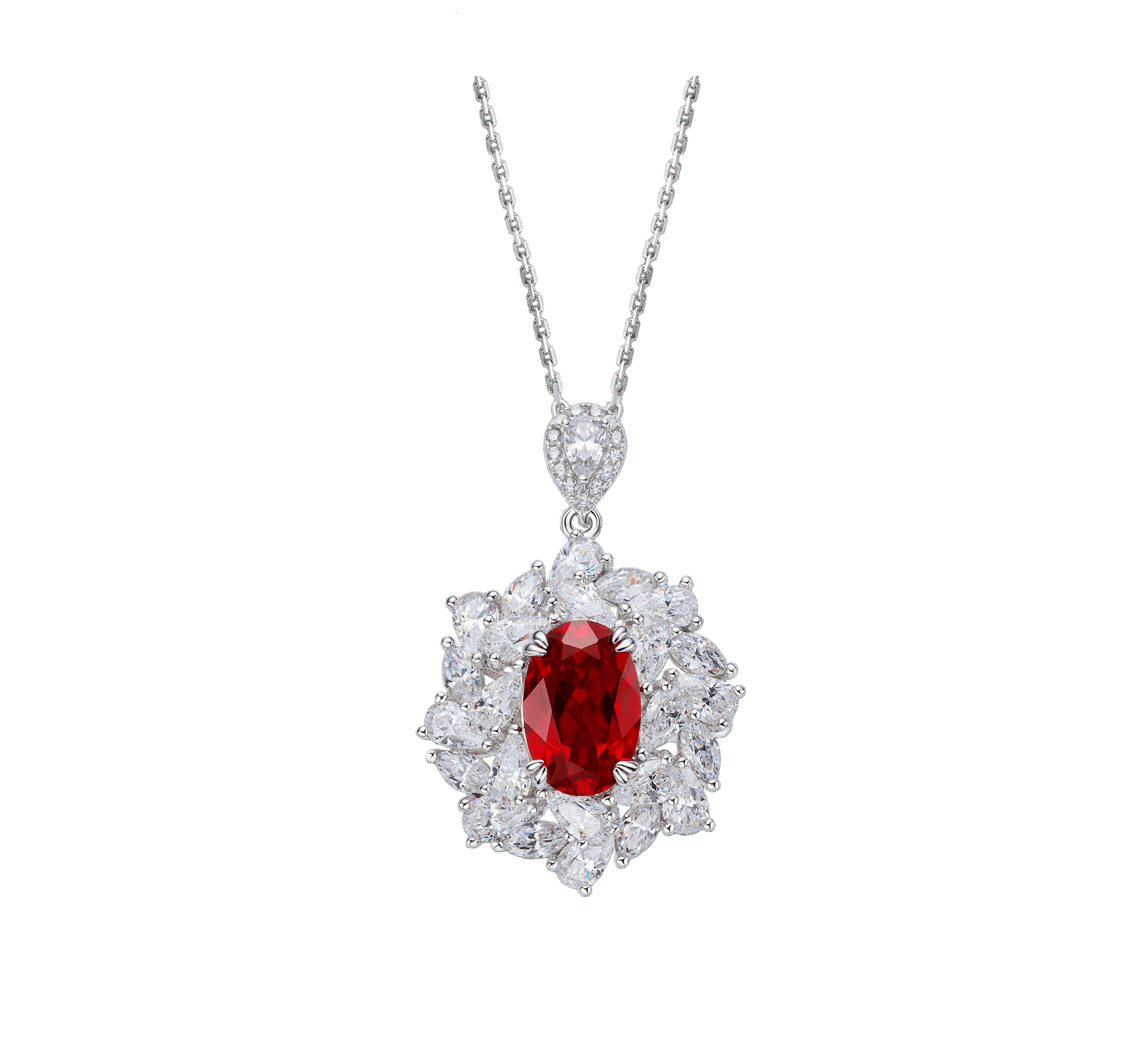 Blossom Crimson Ruby Pendant Necklace - Gem Vivi