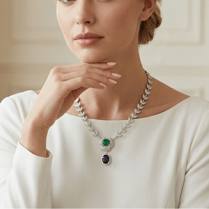 Blossom Emerald Statement Necklace - Gem Vivi