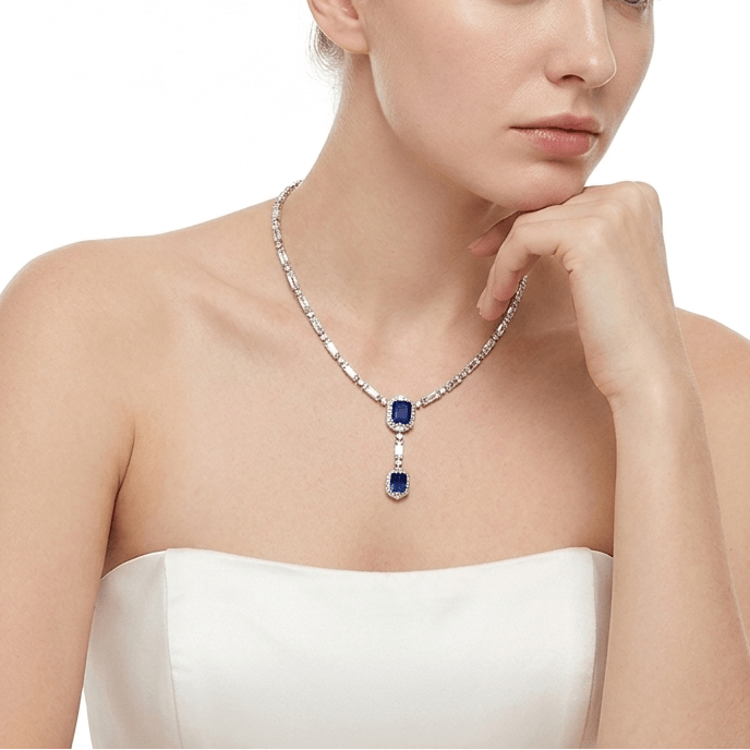 Blue Midnight Cascade Necklace - Gem Vivi