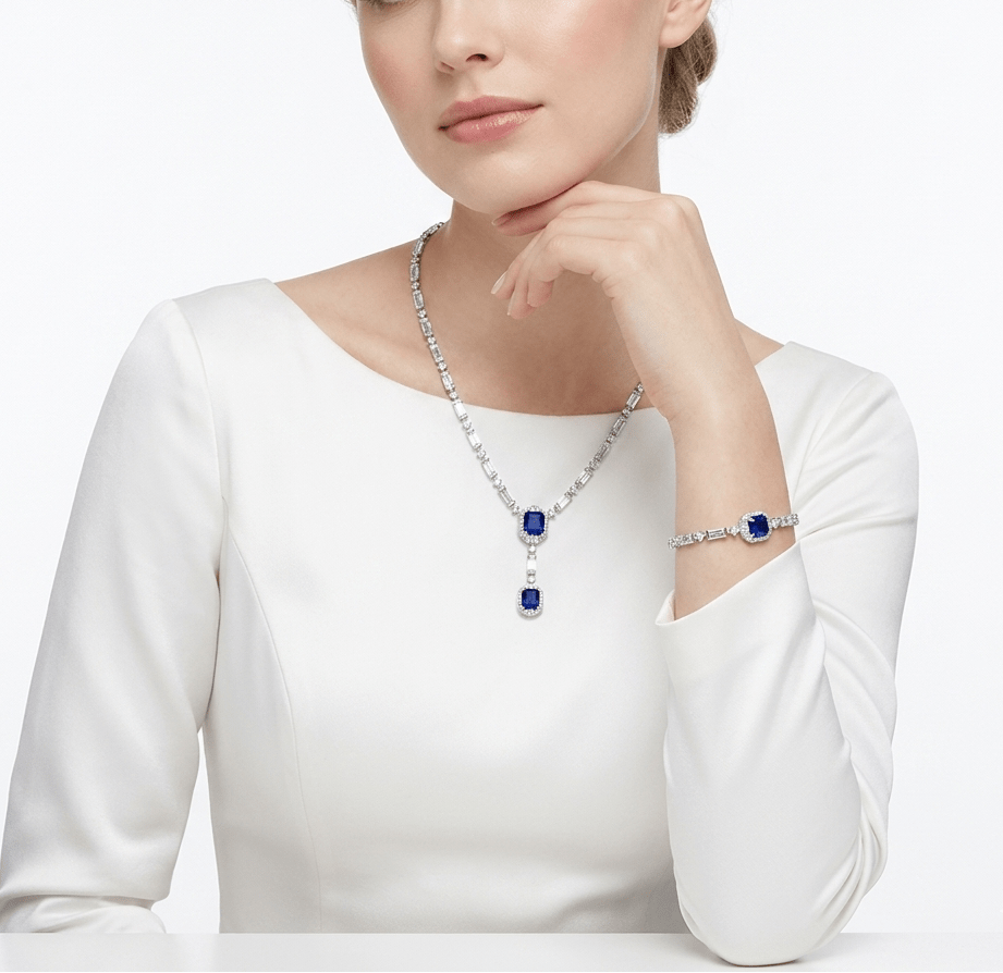 Blue Midnight Cascade Necklace - Gem Vivi