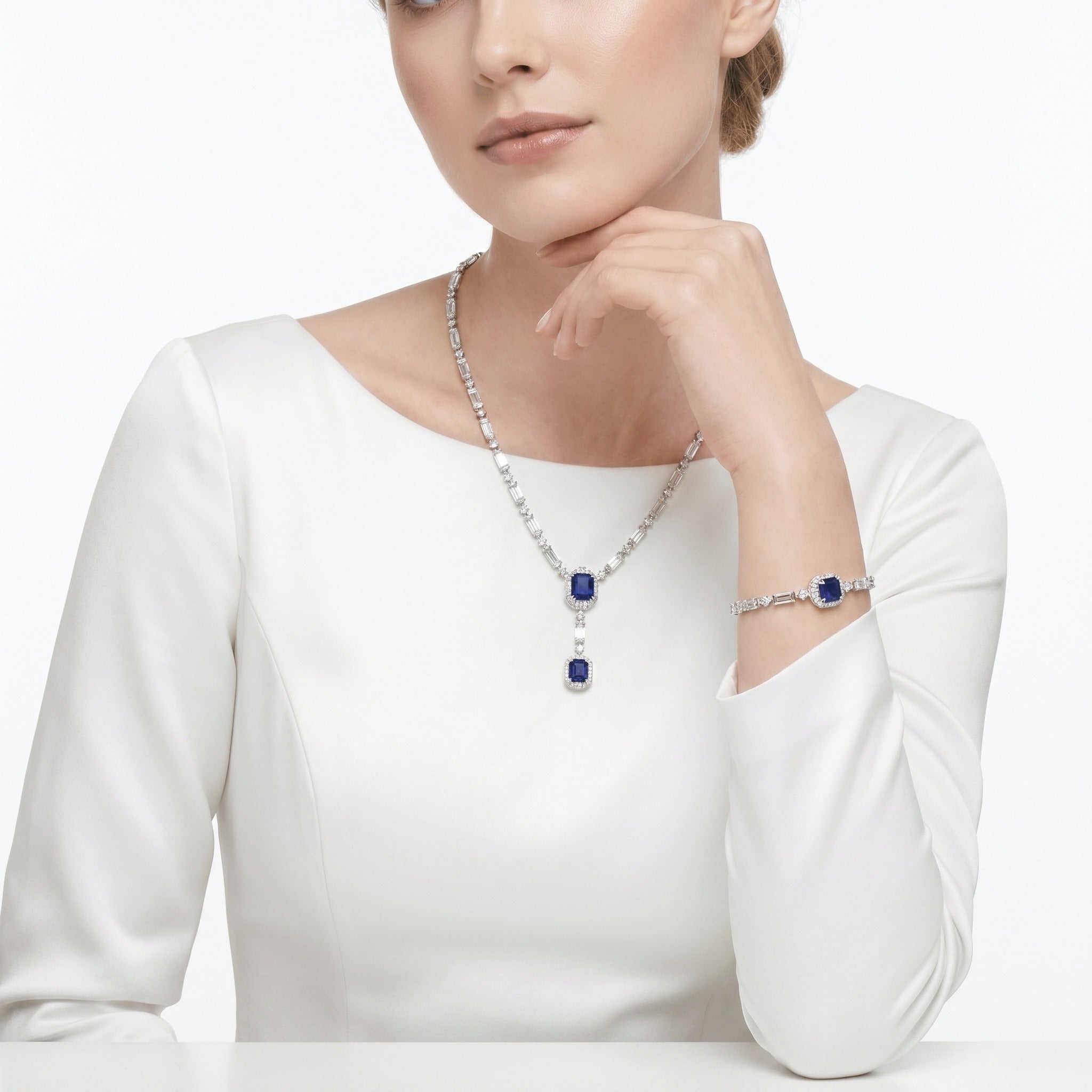 Blue Midnight Cascade Tennis Bracelet - Gem Vivi