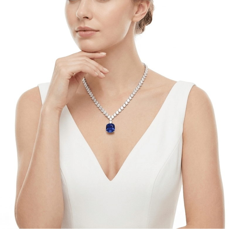 Blue Midnight Majesty Statement Necklace - Gem Vivi