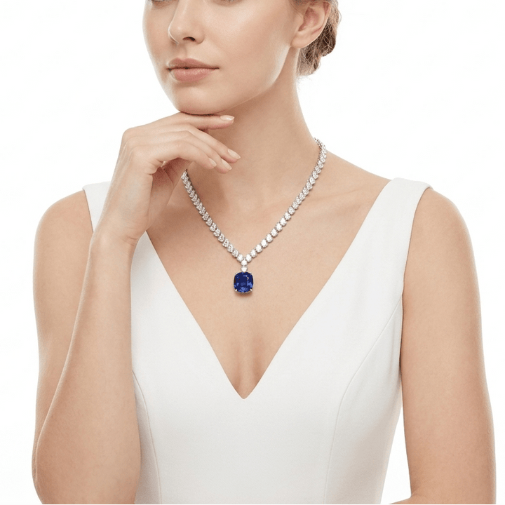 Blue Midnight Majesty Statement Necklace - Gem Vivi