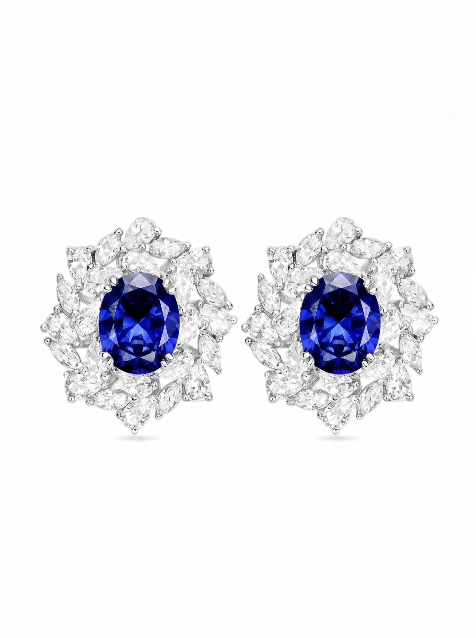 Blue Midnight Royale Marquise Cluster Studs - Gem Vivi