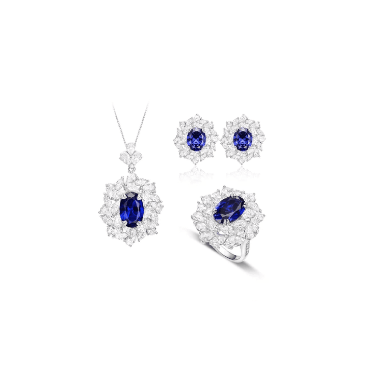 Blue Midnight Royale Marquise Cluster Studs - Gem Vivi