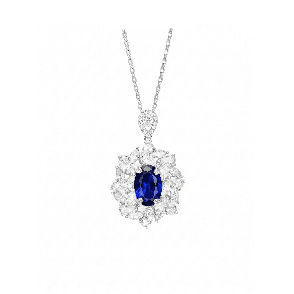 Blue Midnight Royale Marquise Halo Pendant - Gem Vivi