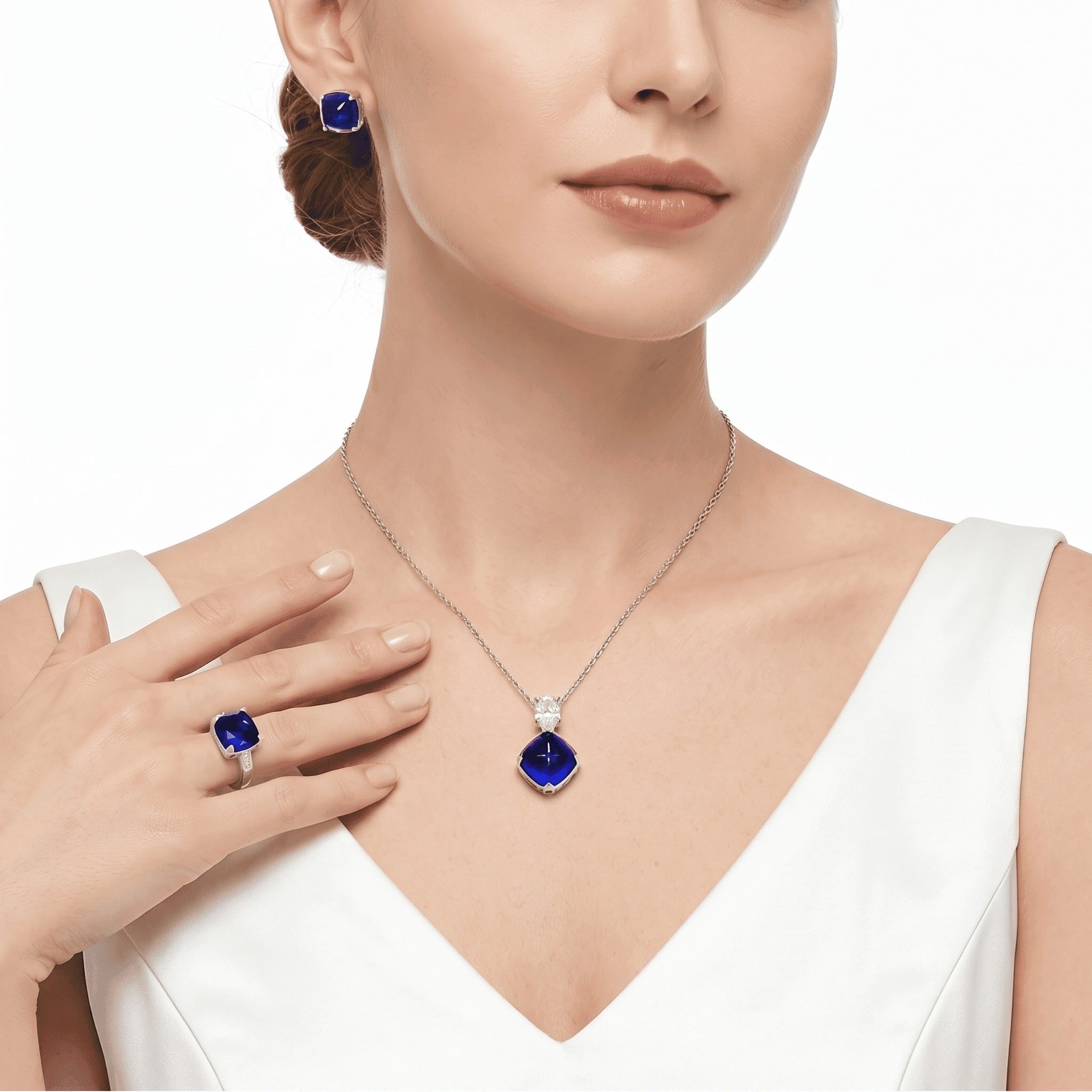 Blue Midnight Sugar-loaf Studs - Gem Vivi