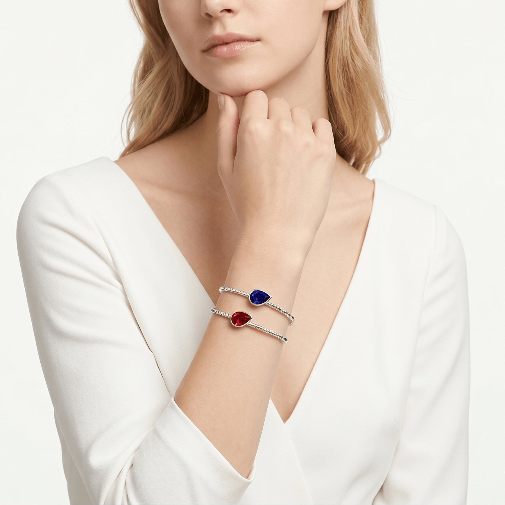 Blue Sapphire and Ruby Teardrop Bracelet - Gem Vivi