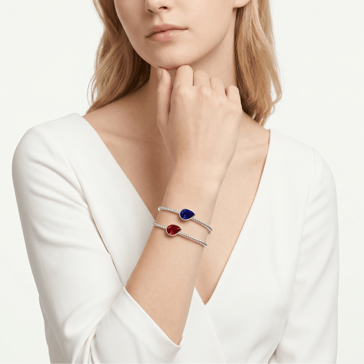 Blue Sapphire and Ruby Teardrop Bracelet - Gem Vivi