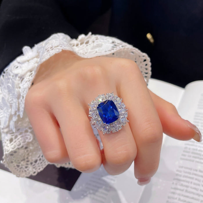 Blue Sapphire Cluster Ring - Gem Vivi