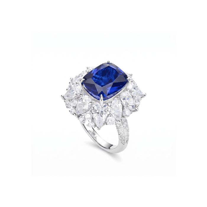 Blue Sapphire Cluster Ring - Gem Vivi