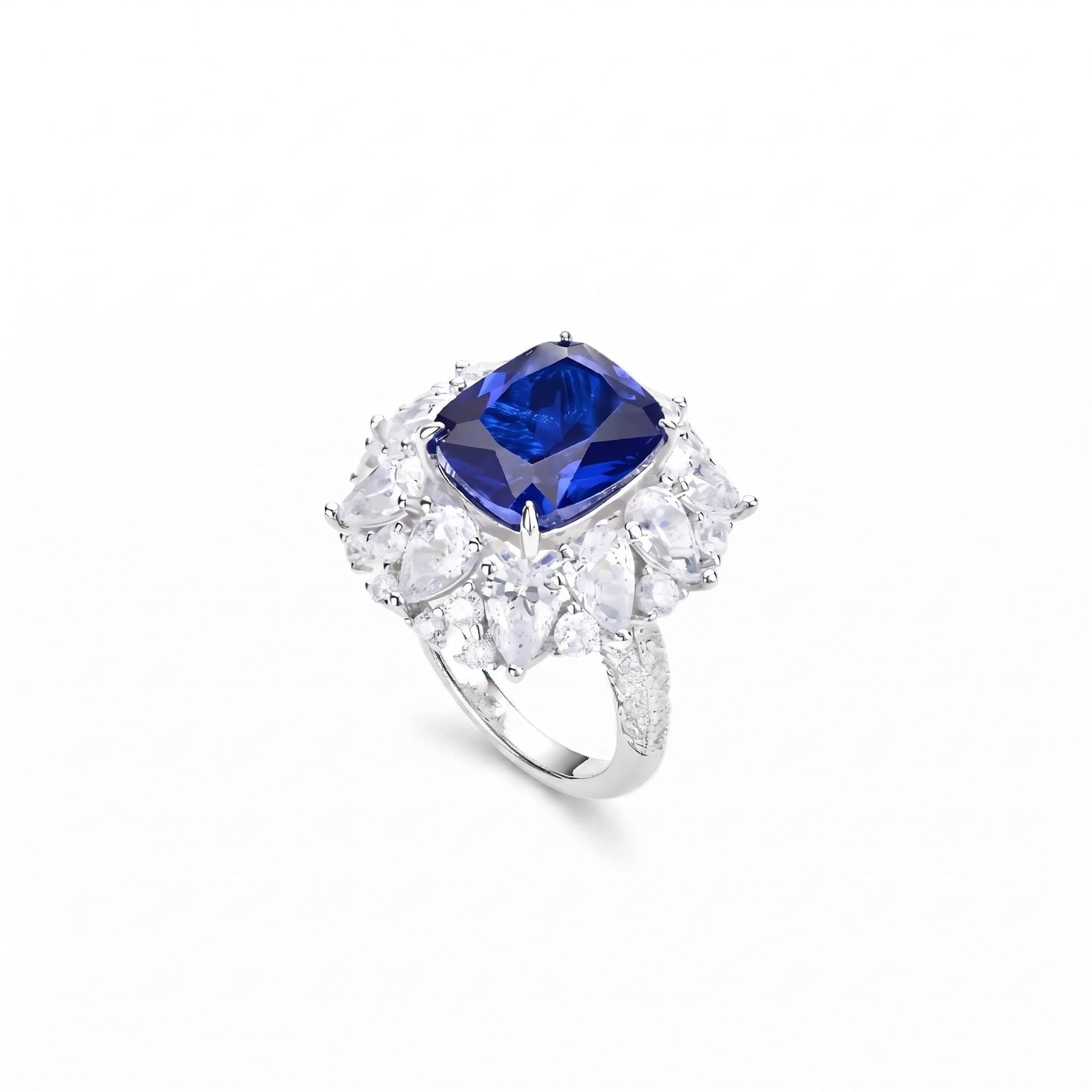 Blue Sapphire Cluster Ring - Gem Vivi