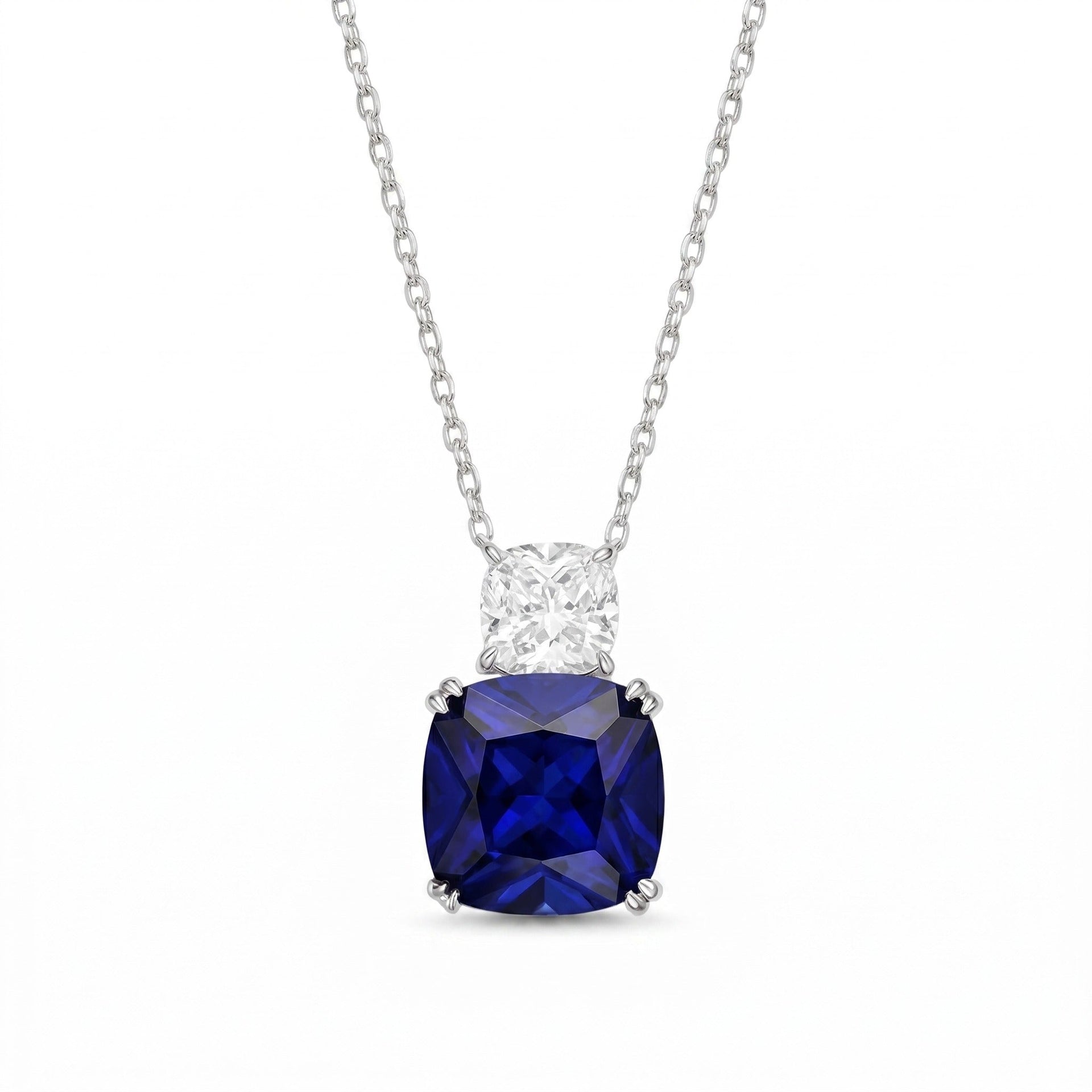 Blue Sapphire Duo Pendant Necklace - Gem Vivi
