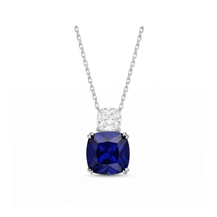Blue Sapphire Duo Pendant Necklace - Gem Vivi