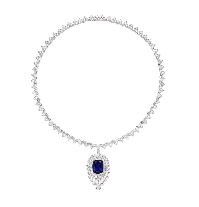 Blue Sapphire Royal Eclipse Necklace - Gem Vivi
