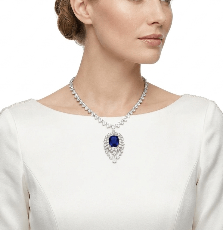 Blue Sapphire Royal Eclipse Necklace - Gem Vivi