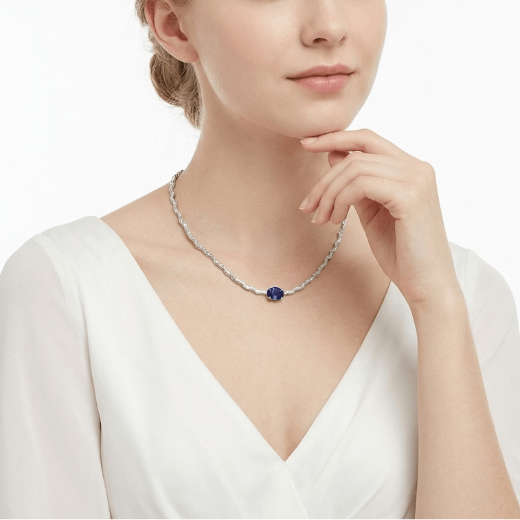 Blue Sapphire Royal Statement Necklace - Gem Vivi
