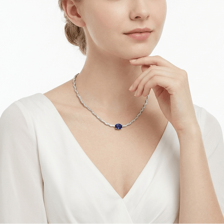 Blue Sapphire Royal Statement Necklace - Gem Vivi