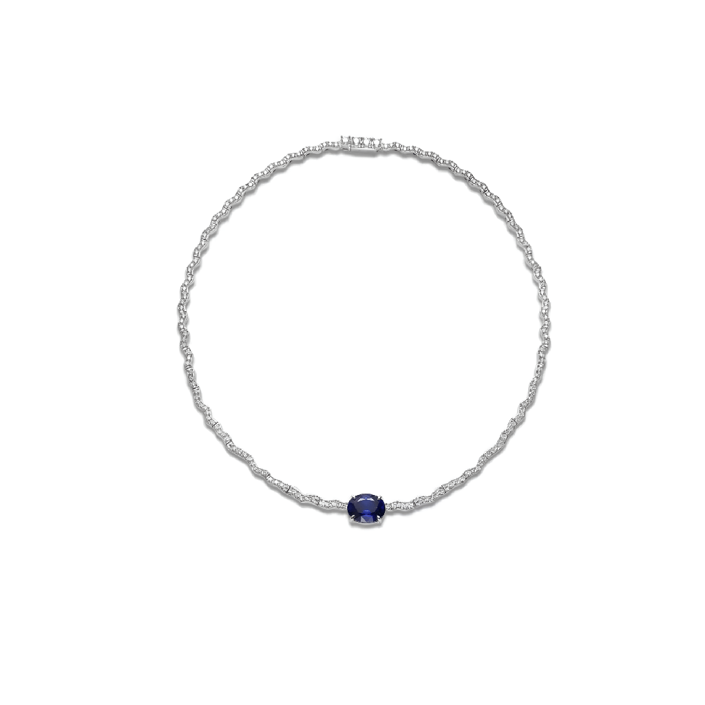 Blue Sapphire Royal Statement Necklace - Gem Vivi