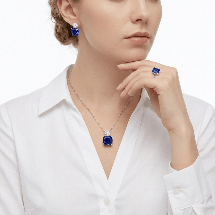 Blue Sapphire Square Ring - Gem Vivi