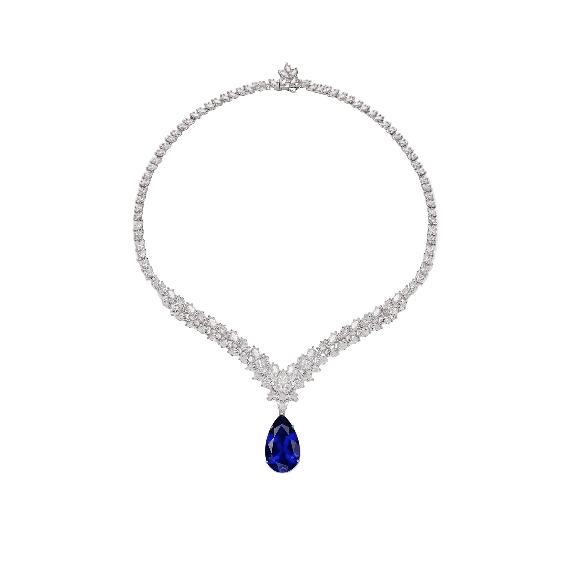 Blue Sapphire Teardrop Necklace - Gem Vivi