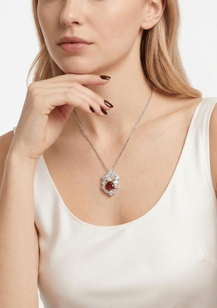 Calista Bloom Ruby Pendant Necklace - Gem Vivi