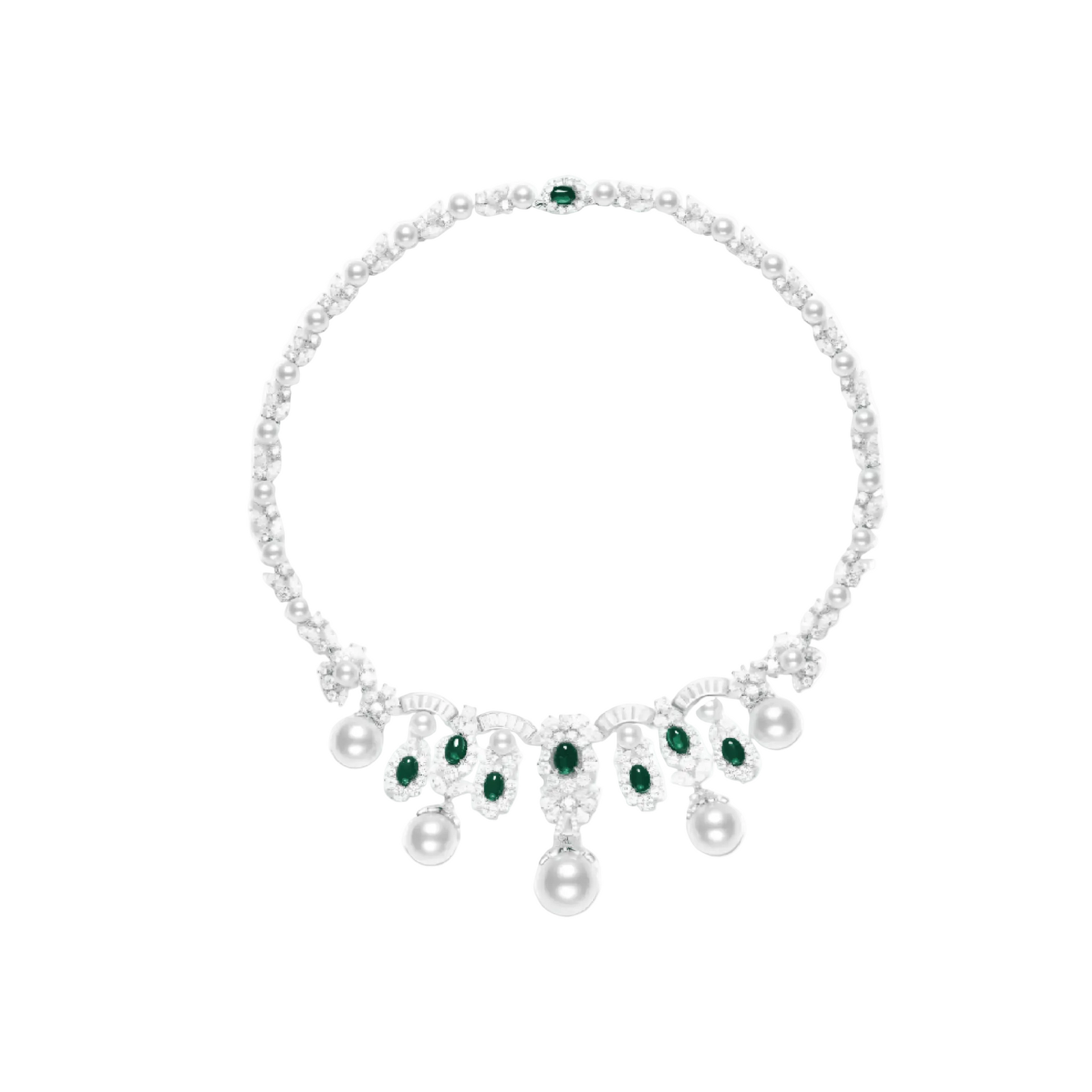 Calista Emerald & Pearl Drop Statement Necklace - Gem Vivi