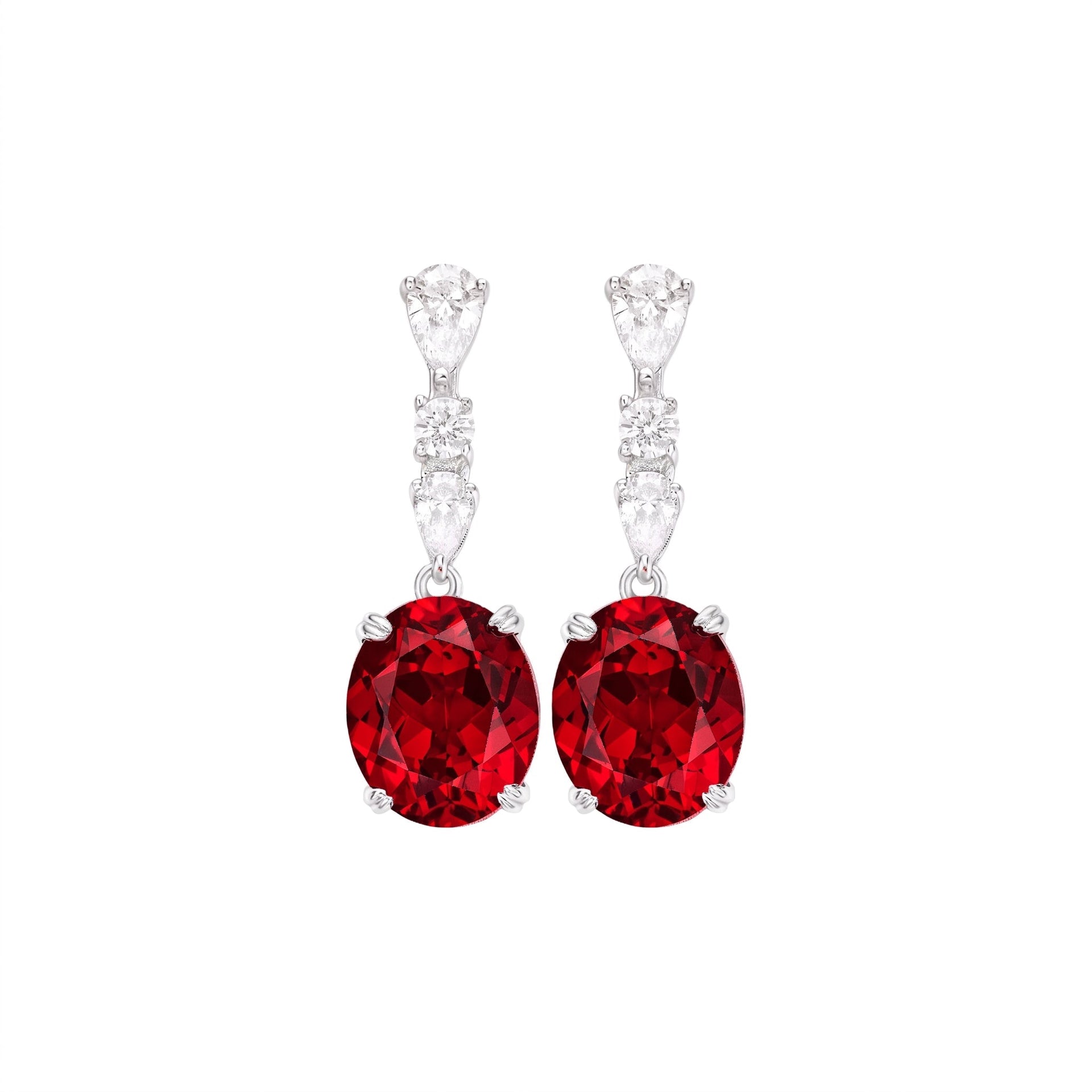 Callie Oval Ruby Dangle Earrings - Gem Vivi