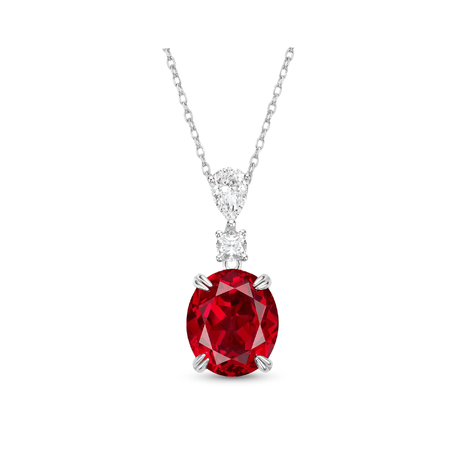 Callie Oval Ruby Pendant Necklace - Gem Vivi