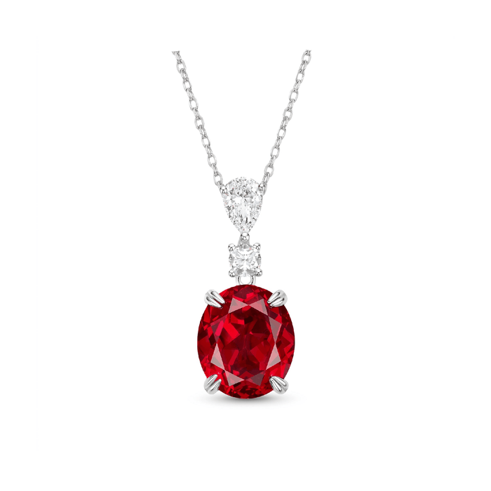Callie Oval Ruby Pendant Necklace - Gem Vivi