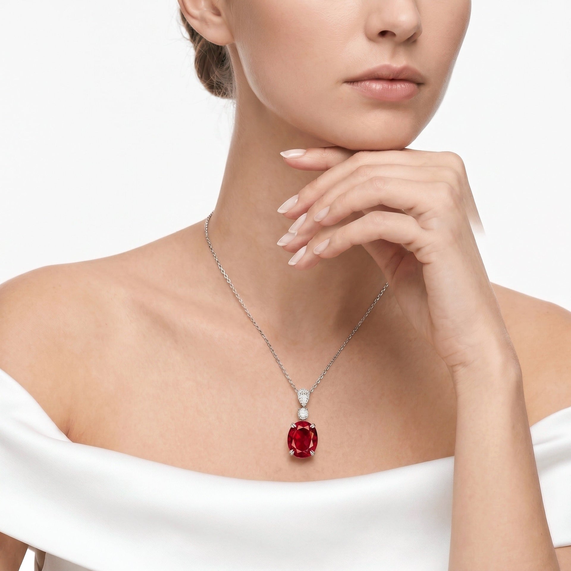 Callie Oval Ruby Pendant Necklace - Gem Vivi