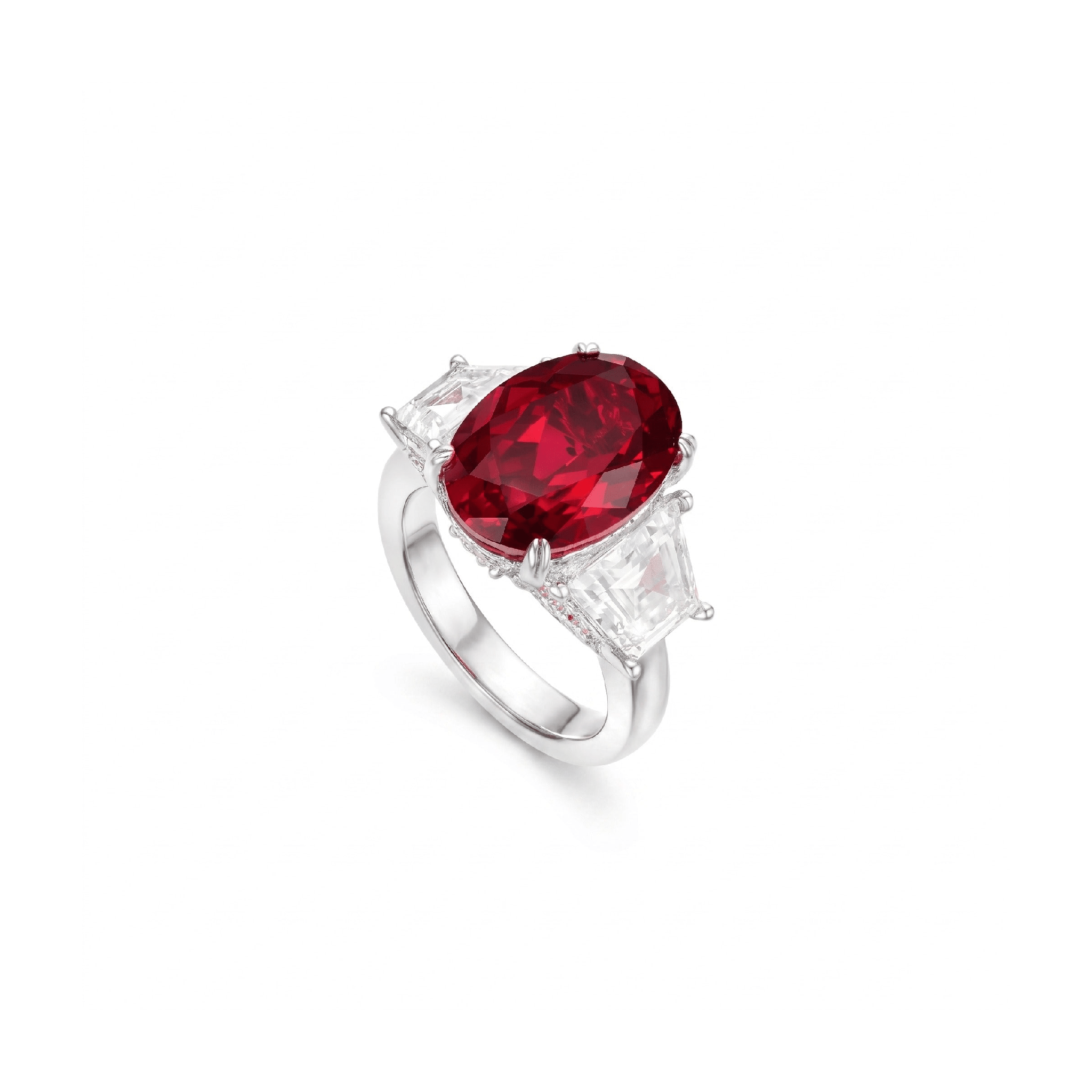 Callie Oval Ruby Trilogy Ring - Gem Vivi