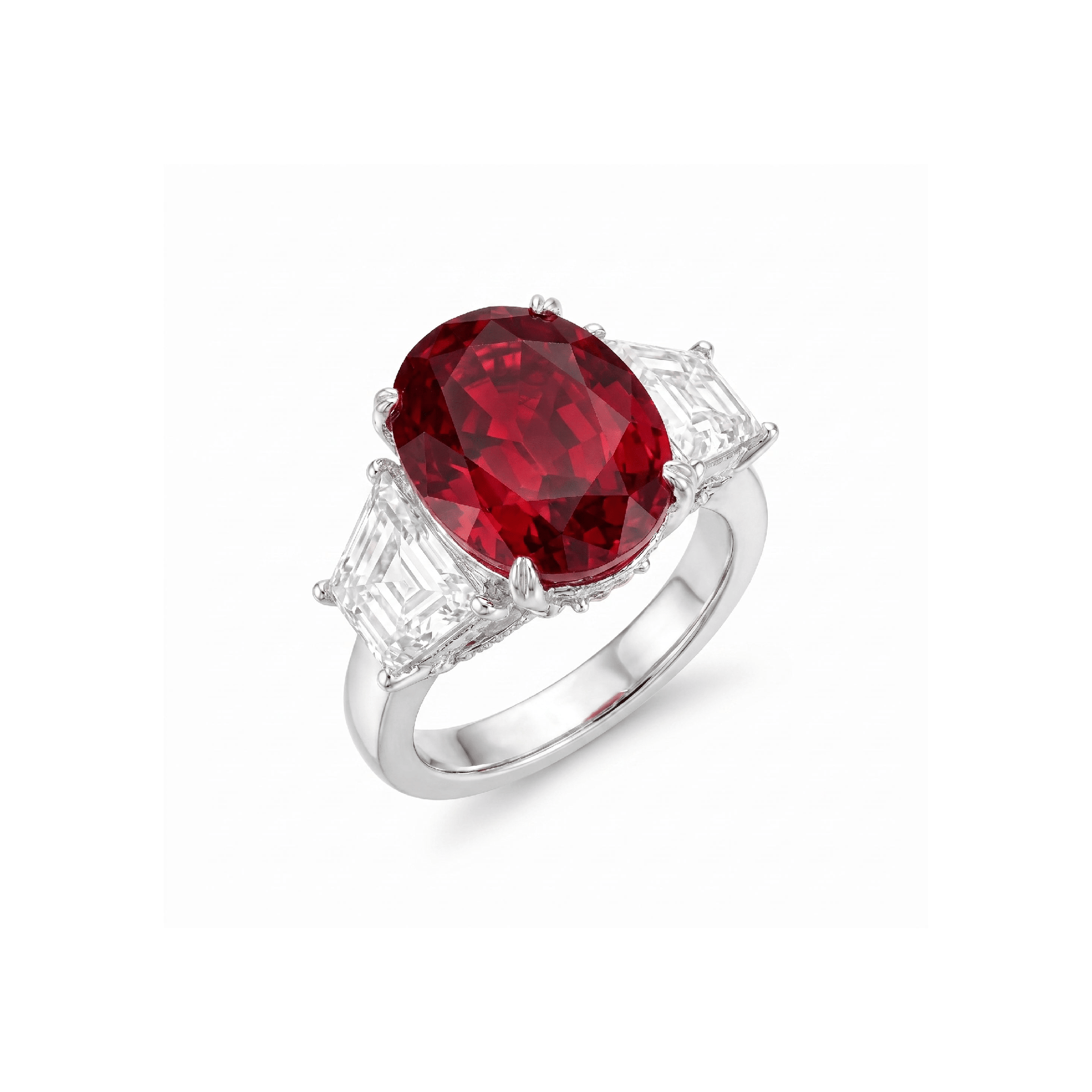 Callie Oval Ruby Trilogy Ring - Gem Vivi