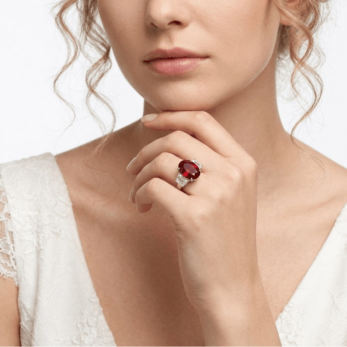 Callie Oval Ruby Trilogy Ring - Gem Vivi