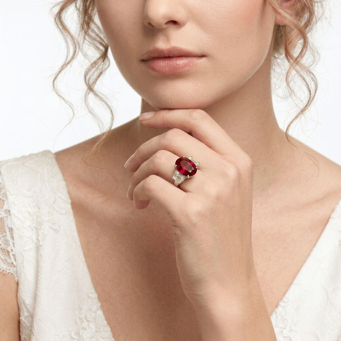 Callie Oval Ruby Trilogy Ring - Gem Vivi