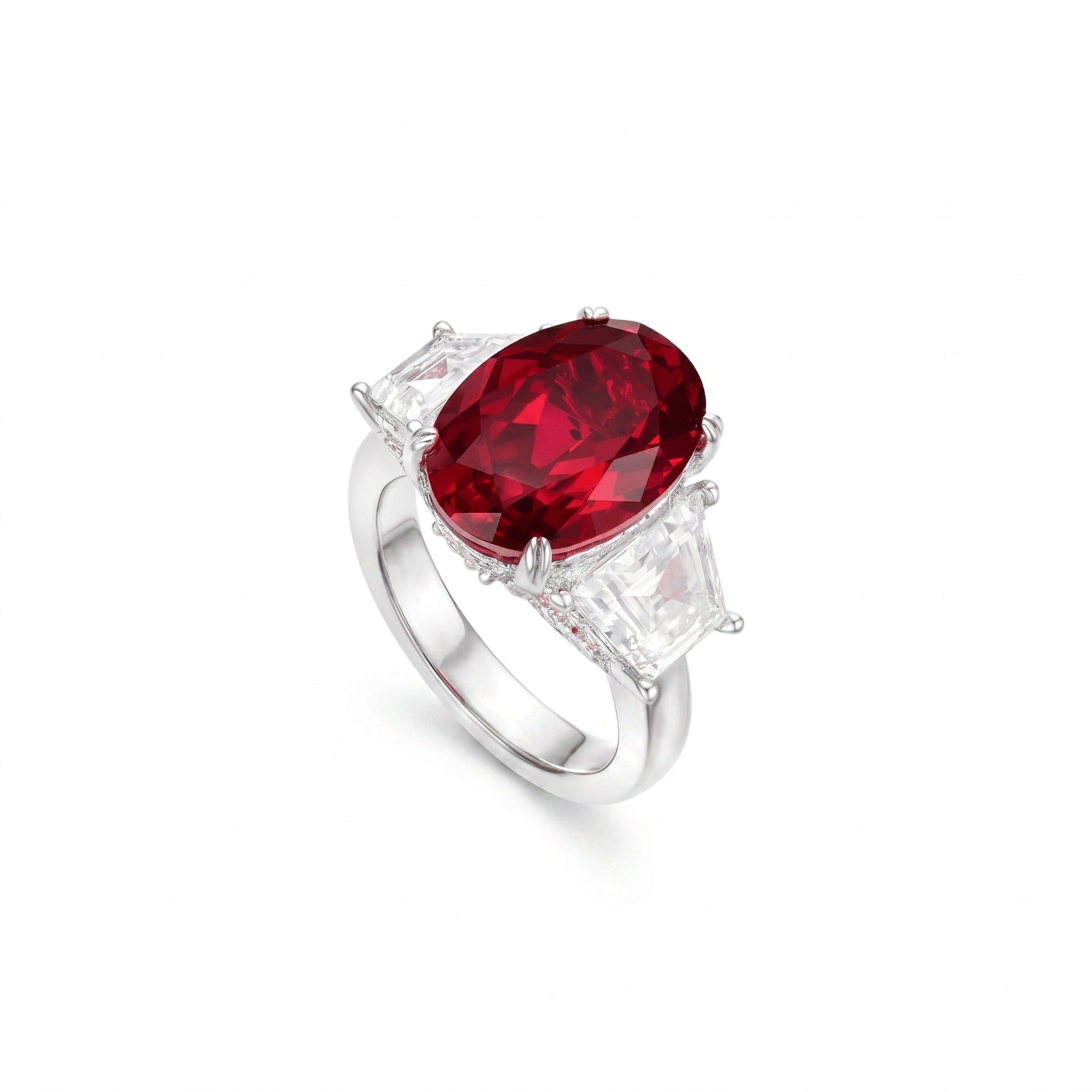 Callie Oval Ruby Trilogy Ring - Gem Vivi