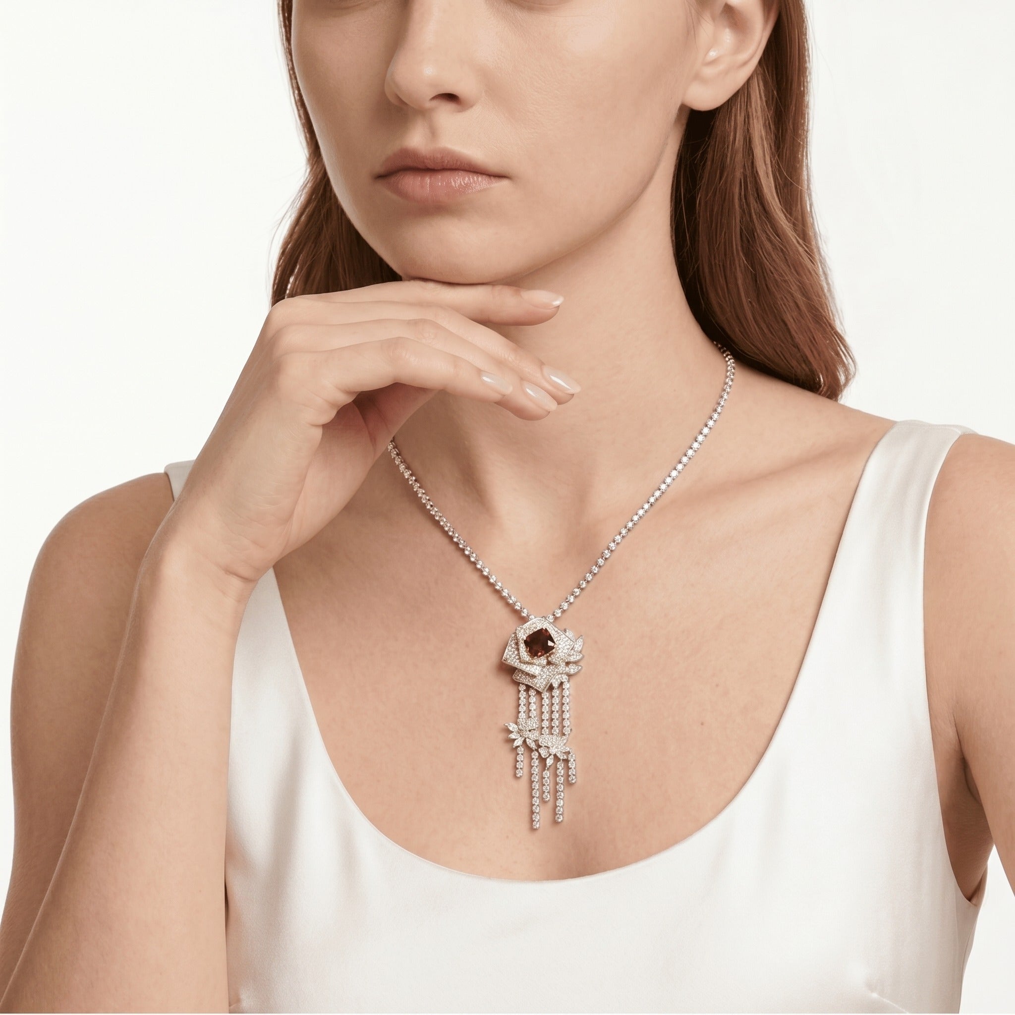 Camellia Floral Cascade Statement Necklace - Gem Vivi