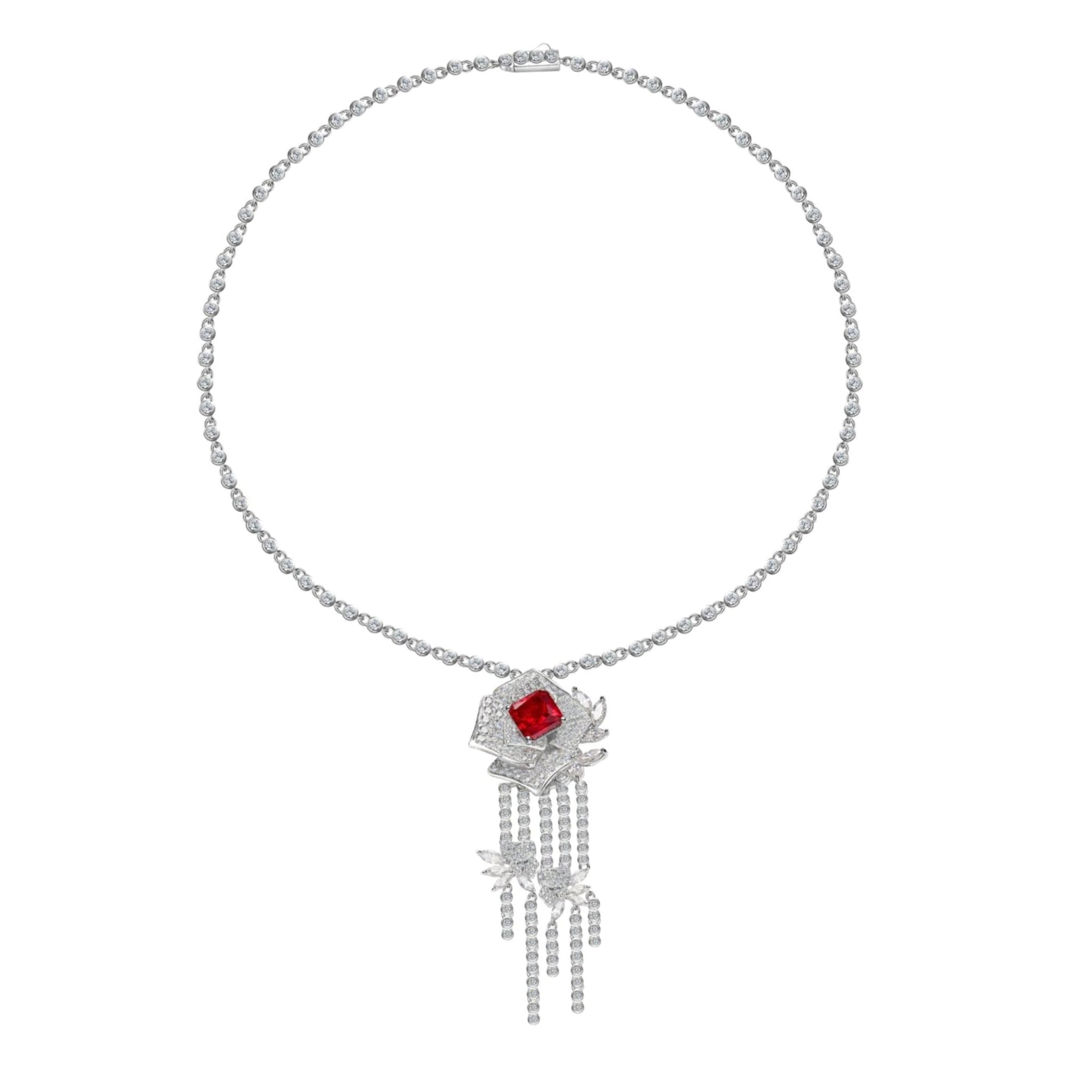 Camellia Floral Cascade Statement Necklace - Gem Vivi