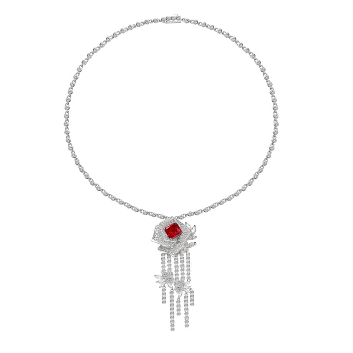 Camellia Floral Cascade Statement Necklace - Gem Vivi