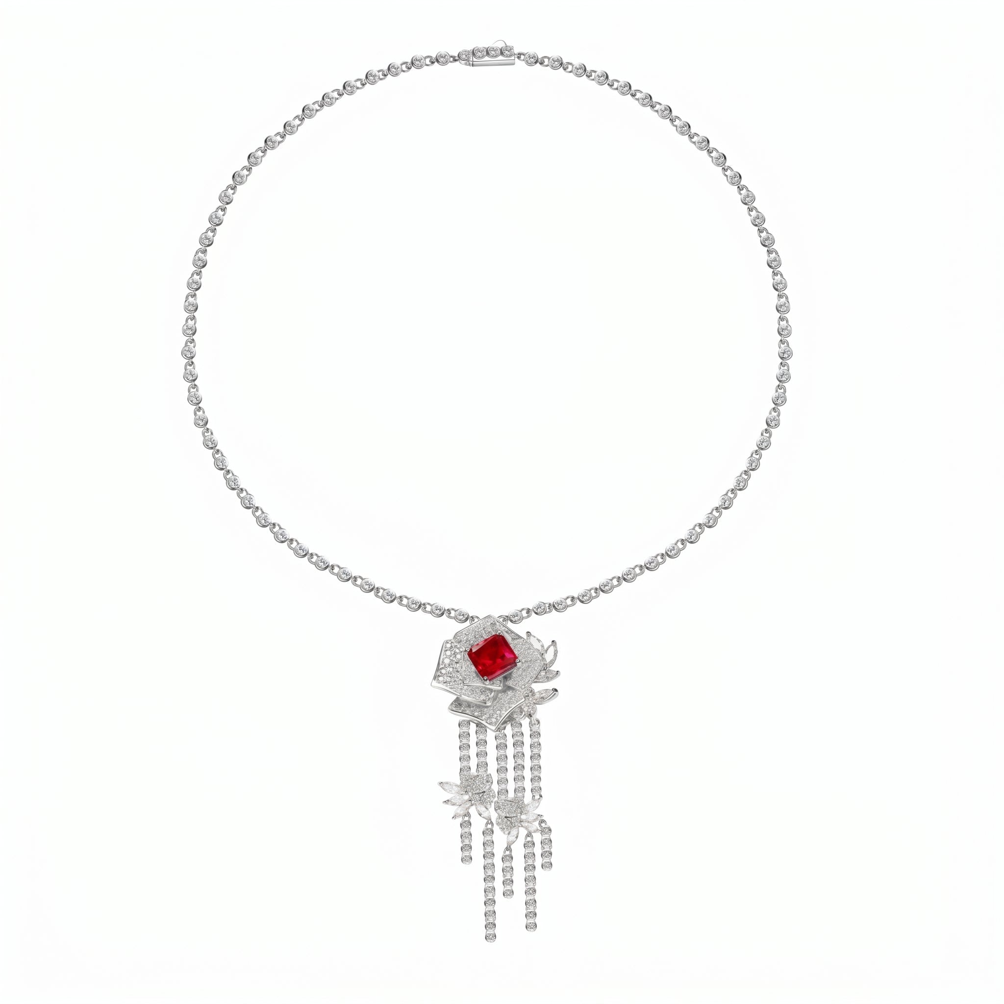 Camellia Floral Cascade Statement Necklace - Gem Vivi