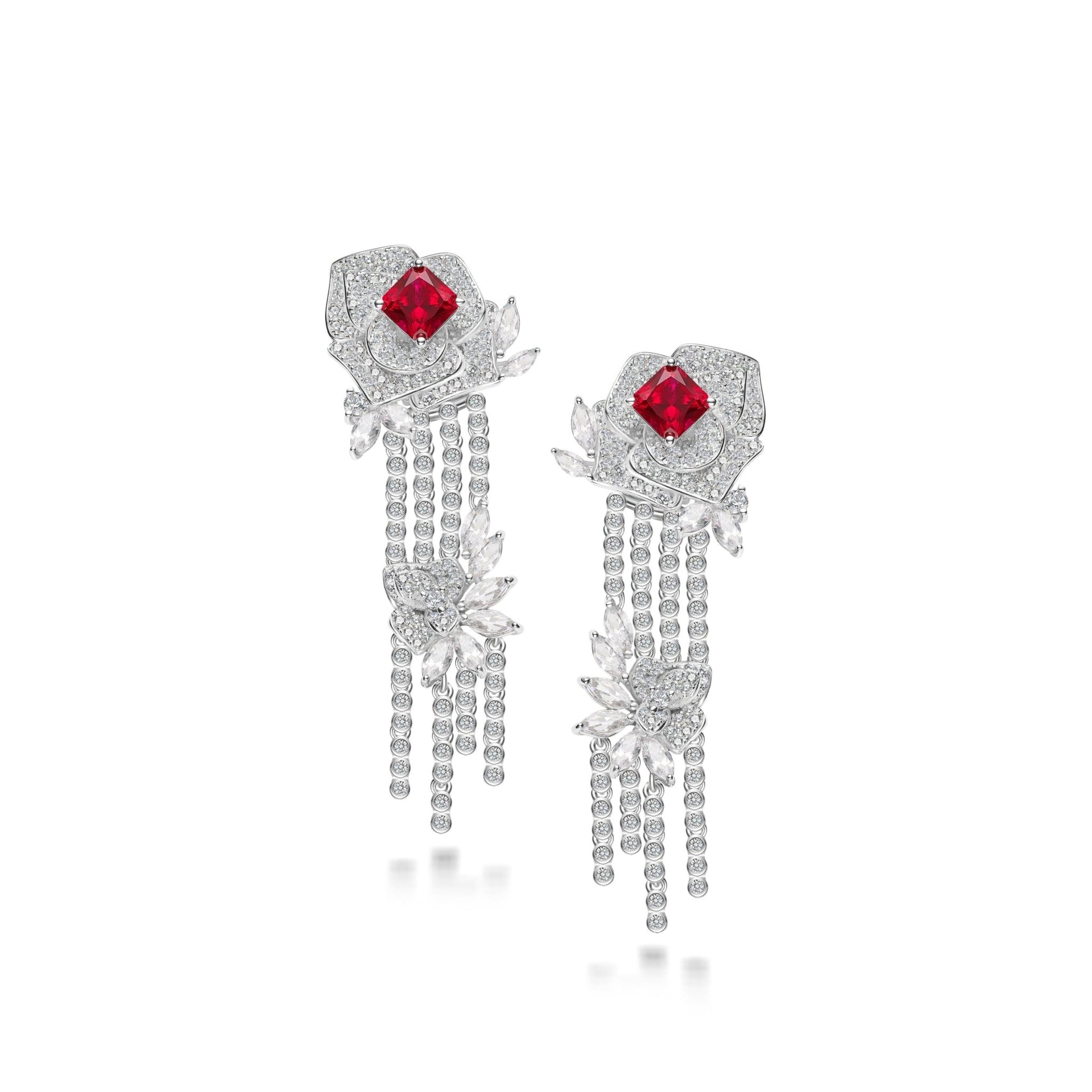 Camellia Ruby Cascade Earrings - Gem Vivi