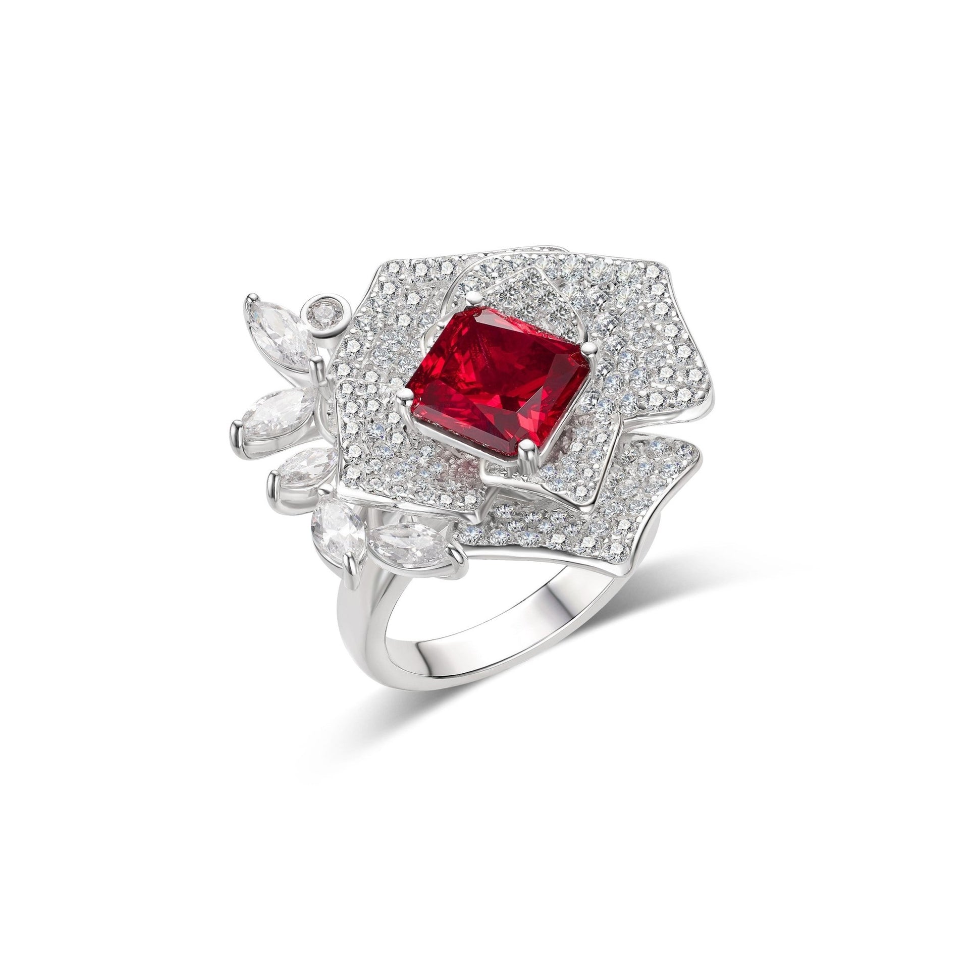 Camellia Ruby Cocktail Ring - Gem Vivi