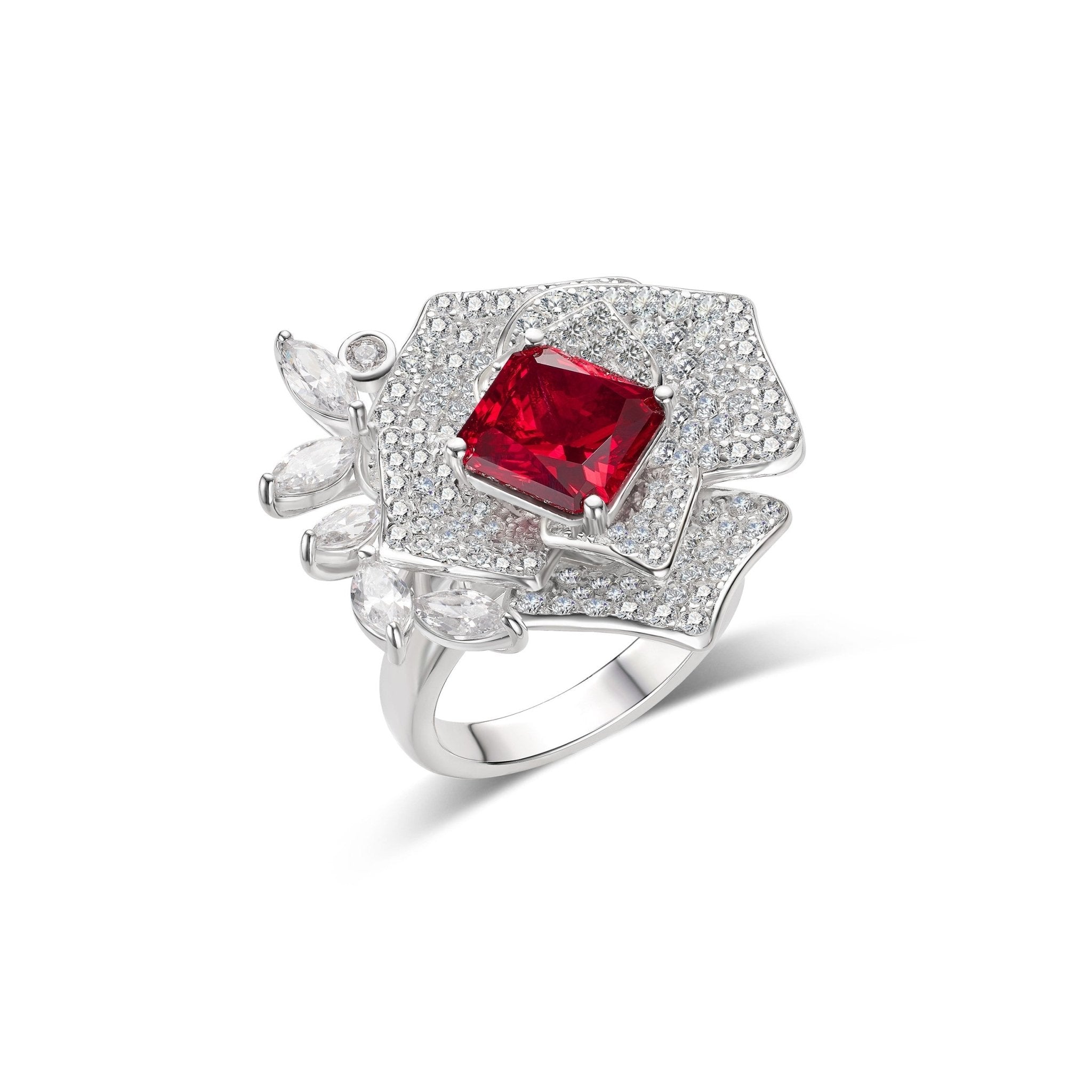 Camellia Ruby Cocktail Ring - Gem Vivi