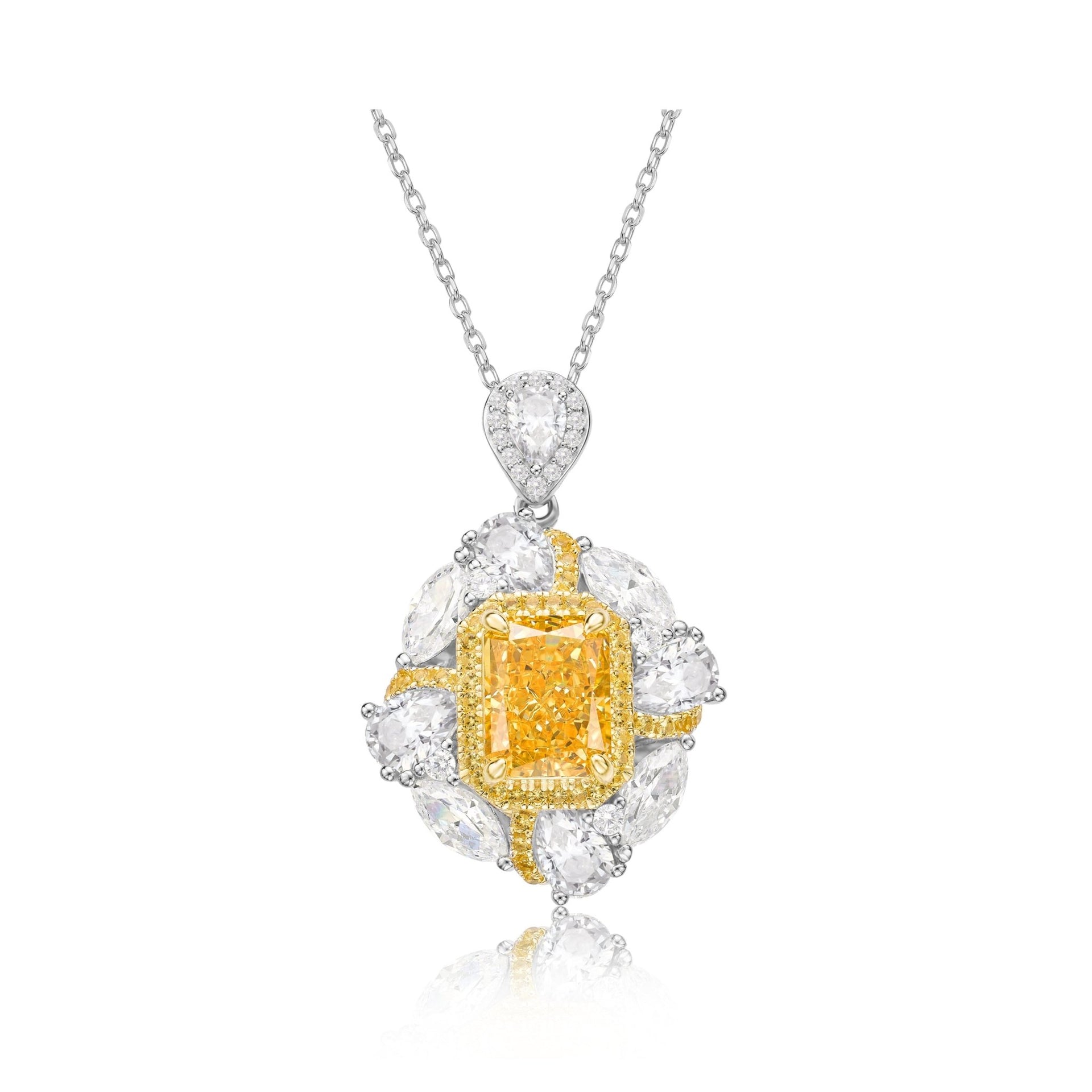Canary Yellow Square Stone Pendant Necklace - Gem Vivi