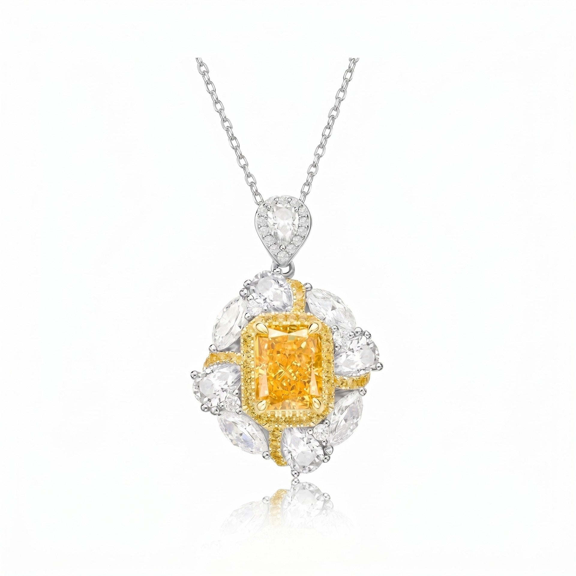 Canary Yellow Square Stone Pendant Necklace - Gem Vivi