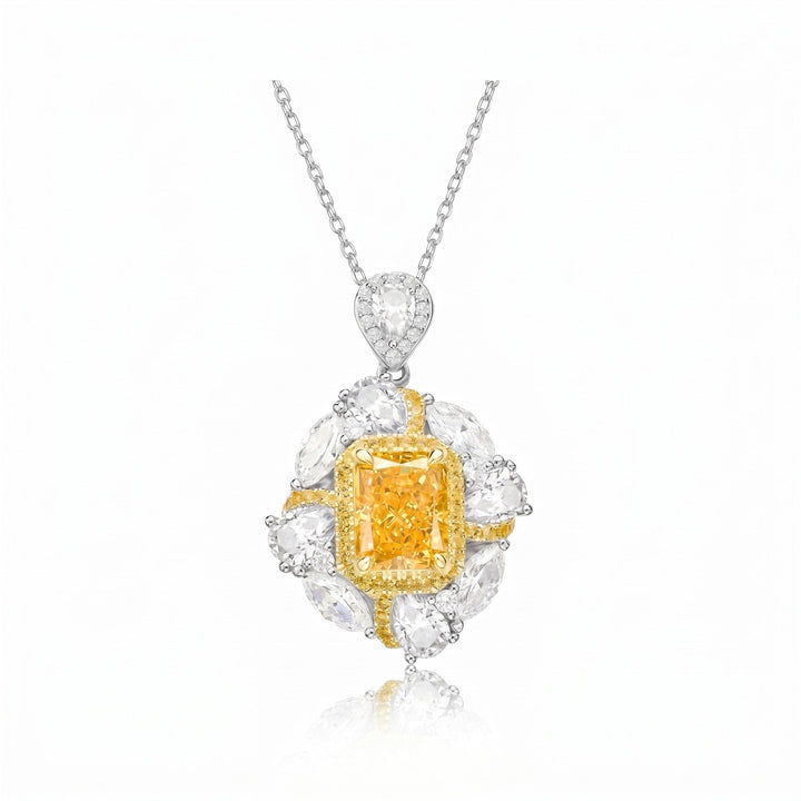Canary Yellow Square Stone Pendant Necklace - Gem Vivi