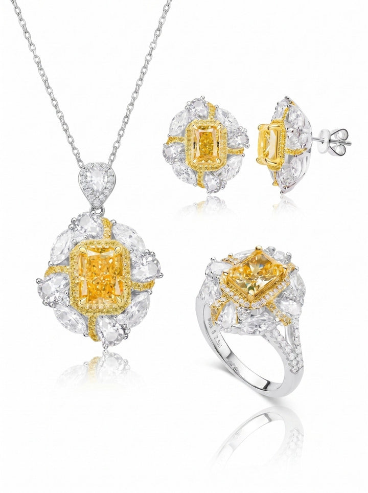 Canary Yellow Square Stone Pendant Necklace - Gem Vivi