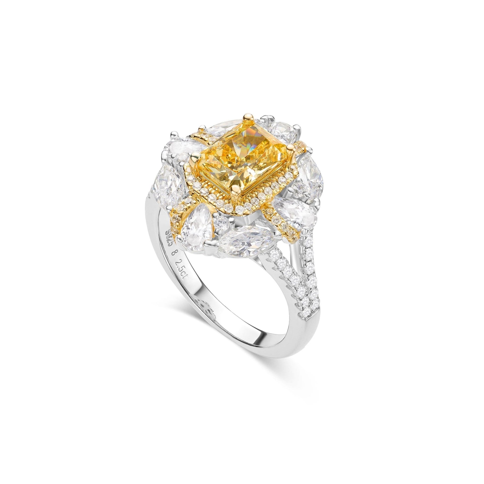 Canary Yellow Square Stone Ring - Gem Vivi