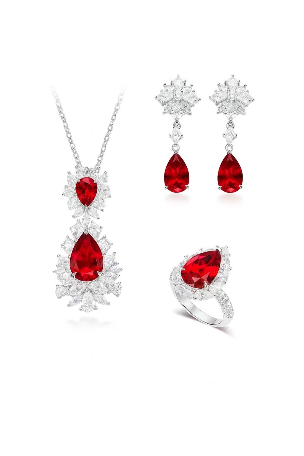 Caroline Ruby Teardrop Radiance Necklace - Gem Vivi