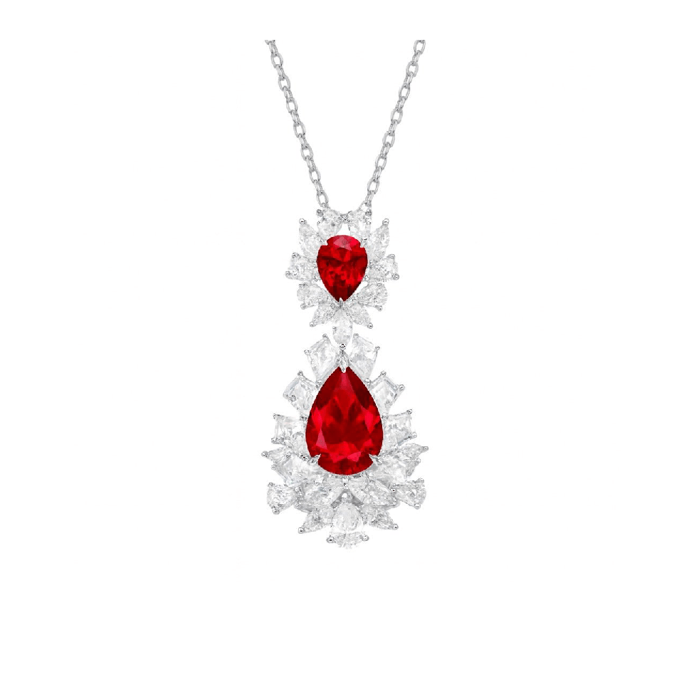 Caroline Ruby Teardrop Radiance Necklace - Gem Vivi
